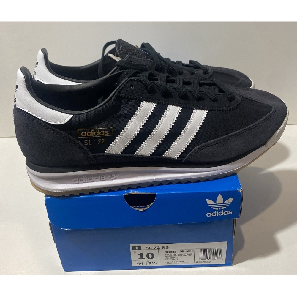 adidas SL 72 RS Core Black Cloud White Blue JI1282 Men's Size 10 NEW Retro 70s